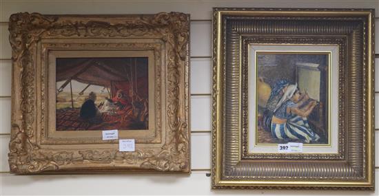 Franw, oil on panel, Egyptian tapestry weavers and two other pictures (3)